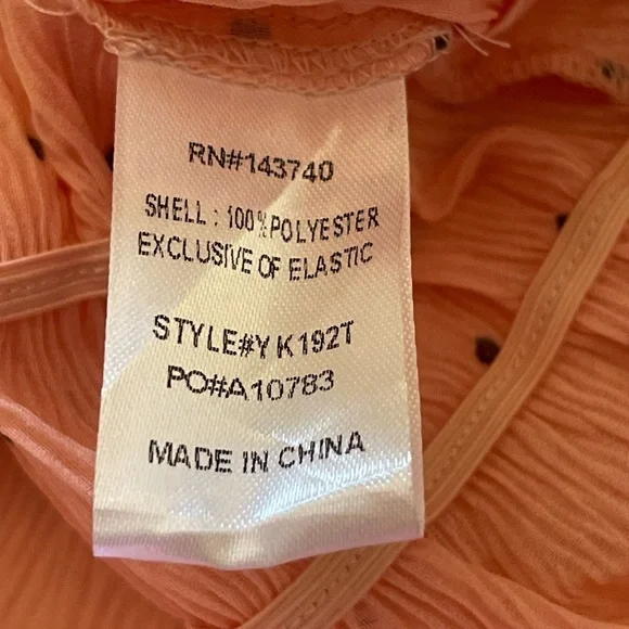 After Market Cottagecore Polka Dot Peplum Blouse Peach Balloon Sleeve - Picture 3 of 9